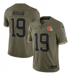 Men Cleveland Browns 19 Bernie Kosar Olive 2022 Salute To Service Limited Stitched Jersey