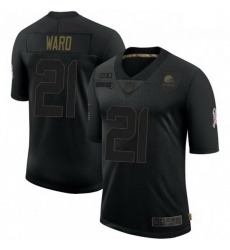 Men Cleveland Browns 21 Denzel Ward Black 2020 Salute To Service Jersey