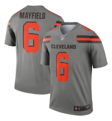 Nike Browns 6 Baker Mayfield Gray Inverted Legend Jersey