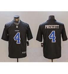 Men Dallas Cowboys 4 Dak Prescott Black Throwback Vapor Untouchable Limited Stitched Football Jersey