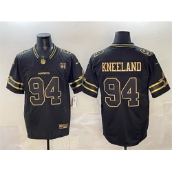 Men Dallas Cowboys 94 Marshawn Kneeland Black Gold 2025 F U S E  94 Marshawn Kneeland Memorial Patch Vapor Limited Stitched Football Jersey