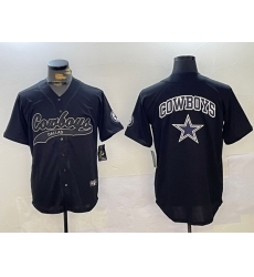 Men Dallas Cowboys Team Big Logo Black With Patch Cool Base Stitched Baseball Jersey 6