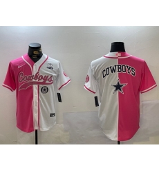 Men Dallas Cowboys big logo Red White With Patch Cool Base Stitched Baseball Jersey 13