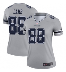 Women Dallas Cowboys CeeDee Lamb Gray Legend Inverted Jersey