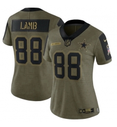 Women's Dallas Cowboys CeeDee Lamb Nike Olive 2021 Salute To Service Limited Player Jersey