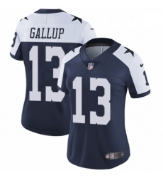 Womens Nike Dallas Cowboys 13 Michael Gallup Navy Blue Throwback Alternate Vapor Untouchable Elite Player NFL Jersey