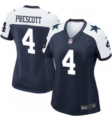 Womens Nike Dallas Cowboys 4 Dak Prescott Game Navy Blue Throwback Alternate NFL Jersey