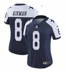 Womens Nike Dallas Cowboys 8 Troy Aikman Navy Blue Throwback Alternate Vapor Untouchable Limited Player NFL Jersey