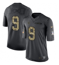 Nike Cowboys #9 Tony Romo Black Youth Stitched NFL Limited 2016 Salute to Service Jersey