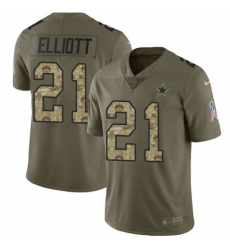 Youth Nike Dallas Cowboys 21 Ezekiel Elliott Limited OliveCamo 2017 Salute to Service NFL Jersey