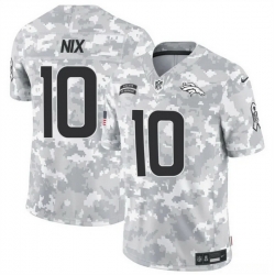 Men Denver Broncos 10 Bo Nix 2024 F U S E Arctic Camo Salute To Service Limited Stitched Football Jersey