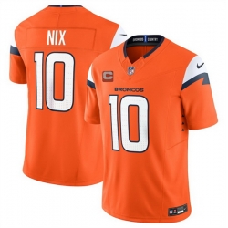 Men Denver Broncos 10 Bo Nix Orange 2025 F U S E  With 2 Star C Patch Vapor Limited Stitched Football Jersey Men Denver Broncos 10 Bo Nix Orange 2025 F U S E  With 2 Star C Patch Vapor Limited Stitched Football Jersey