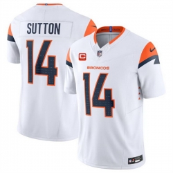 Men Denver Broncos 14 Courtland Sutton White 2024 F U S E  With 4 Star C Patch Vapor Limited Stitched Football Jersey