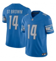 Men Detroit Lions 14 Amon Ra St  Brown Blue 2023 F U S E  Vapor Untouchable Limited Stitched Jersey