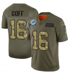 Men Detroit Lions 16 Jared Goff Men Nike 2019 Olive Camo Salute To Service Limited NFL Jersey