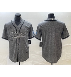 Men Detroit Lions Blank Grey Cool Base Stitched Baseball Jersey