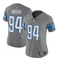 Nike Lions #94 Ziggy Ansah Gray Womens Stitched NFL Limited Rush Jersey