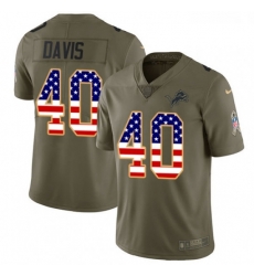 Youth Nike Detroit Lions 40 Jarrad Davis Limited OliveUSA Flag Salute to Service NFL Jersey