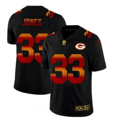 Green Bay Green Bay Green Bay Green Bay Packers 33 Aaron Jones Men Black Nike Red Orange Stripe Vapor Limited NFL Jersey