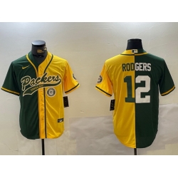 Men Green Bay Packers 12 Aaron Rodgers Green Cool Base Stitched Baseball Jersey 6