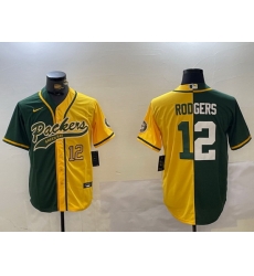 Men Green Bay Packers 12 Aaron Rodgers Green Cool Base Stitched Baseball Jersey 9