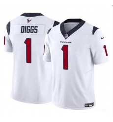 Men Houston Texans 1 Stefon Diggs White 2024 F U S E Vapor Untouchable Stitched Football Jersey