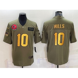 Men Houston Texans 10 Davis Mills Olive Gold Salute To Service Limited Stitched Jersey Men Houston Texans 10 Davis Mills Olive Gold Salute To Service Limited Stitched Jersey