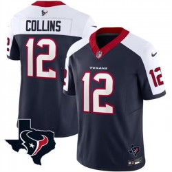 Men Houston Texans 12 Nico Collins White Navy 2023 F U S E  Vapor Untouchable Limited Stitched Football Jersey Men Houston Texans 12 Nico Collins White Navy 2023 F U S E  Vapor Untouchable Limited Stitched Football Jersey