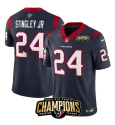 Men Houston Texans 24 Derek Stingley Jr  Navy 2023 F U S E  AFC South Champions Patch Vapor Untouchable Limited Stitched Football Jersey