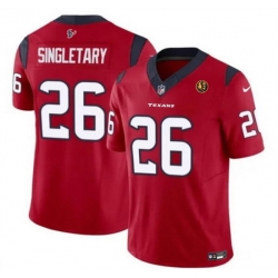 Men Houston Texans 26 Devin Singletary Red 2023 F U S E  With John Madden Patch Vapor Limited Stitched Football Jersey Men Houston Texans 26 Devin Singletary Red 2023 F U S E  With John Madden Patch Vapor Limited Stitched Football Jersey