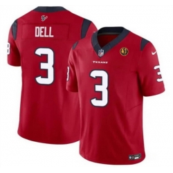 Men Houston Texans 3 Tank Dell Red 2023 F U S E  With John Madden Patch Vapor Limited Stitched Football Jersey Men Houston Texans 3 Tank Dell Red 2023 F U S E  With John Madden Patch Vapor Limited Stitched Football Jersey