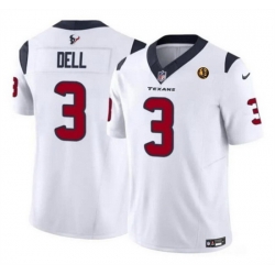 Men Houston Texans 3 Tank Dell White 2023 F U S E  With John Madden Patch Vapor Limited Stitched Football Jersey Men Houston Texans 3 Tank Dell White 2023 F U S E  With John Madden Patch Vapor Limited Stitched Football Jersey