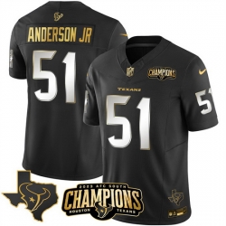 Men Houston Texans 51 Will Anderson Jr  Black Golden 2023 F U S E  With AFC South Champions Patch And Team Logo Patch Limited Stitched Football Jersey Men Houston Texans 51 Will Anderson Jr  Black Golden 2023 F U S E  With AFC South Champions Patch And Team Logo Patch Limited Stitched Football Jersey