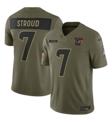 Men Houston Texans 7 C J  Stroud Olive 2025 Salute to Service Limited Stitched Football Jersey Men Houston Texans 7 C J  Stroud Olive 2025 Salute to Service Limited Stitched Football Jersey