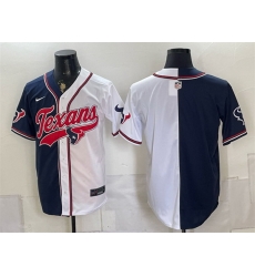 Men Houston Texans Blank Navy White Split With Patch Cool Base Stitched Baseball Jersey Men Houston Texans Blank Navy White Split With Patch Cool Base Stitched Baseball Jersey