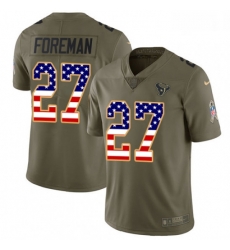 Men Nike Houston Texans 27 DOnta Foreman Limited OliveUSA Flag 2017 Salute to Service NFL Jersey