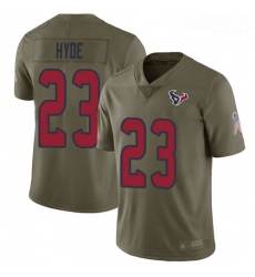 Texans 23 Carlos Hyde Olive Men Stitched Football Limited 2017 Salute To Service Jersey