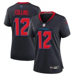 Women Houston Texans 12 Nico Collins Navy 2024 2nd Alternate F U S E Vapor Stitched Jersey