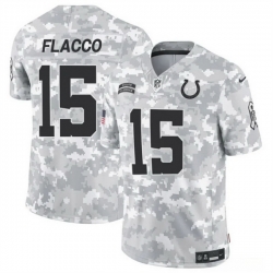 Men Indianapolis Colts 15 Joe Flacco 2024 F U S E Arctic Camo Salute To Service Limited Stitched Football Jersey