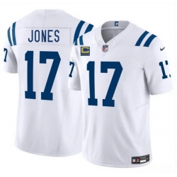 Men Indianapolis Colts 17 Daniel Jones White 2025 F U S E  With 4 Star C Patch Vapor Limited Stitched Football Jersey Men Indianapolis Colts 17 Daniel Jones White 2025 F U S E  With 4 Star C Patch Vapor Limited Stitched Football Jersey