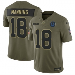 Men Indianapolis Colts 18 Peyton Manning Olive 2025 F U S E  Salute to Service Limited Stitched Football Jersey Men Indianapolis Colts 18 Peyton Manning Olive 2025 F U S E  Salute to Service Limited Stitched Football Jersey