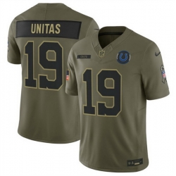 Men Indianapolis Colts 19 Johnny Unitas Olive 2025 F U S E  Salute to Service Limited Stitched Football Jersey Men Indianapolis Colts 19 Johnny Unitas Olive 2025 F U S E  Salute to Service Limited Stitched Football Jersey