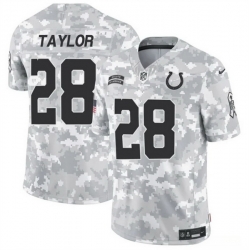 Men Indianapolis Colts 28 Jonathan Taylor 2024 F U S E Arctic Camo Salute To Service Limited Stitched Football Jersey