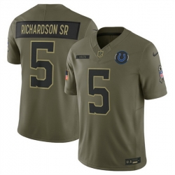 Men Indianapolis Colts 5 Anthony Richardson Olive 2025 Salute to Service Limited Stitched Football Jersey Men Indianapolis Colts 5 Anthony Richardson Olive 2025 Salute to Service Limited Stitched Football Jersey