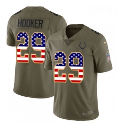 Men Nike Indianapolis Colts 29 Malik Hooker Limited OliveUSA Flag 2017 Salute to Service NFL Jersey