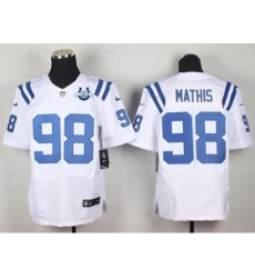 Nike Indianapolis Colts 98 Robert Mathis White Elite With 30TH Seasons Patch NFL Jersey