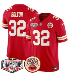 Men Kansas City Chiefs 32 Nick Bolton Red F U S E  2024 AFC West Division Champions Vapor Limited Stitched Football Jersey