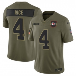 Men Kansas City Chiefs 4 Rashee Rice Olive 2025 F U S E  Salute to Service Limited Stitched Football Jersey Men Kansas City Chiefs 4 Rashee Rice Olive 2025 F U S E  Salute to Service Limited Stitched Football Jersey