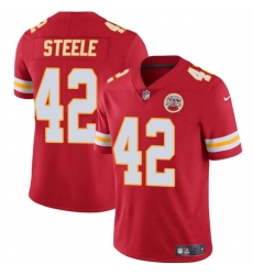 Men   Kansas City Chiefs 42 Carson Steele Red Vapor Untouchable Limited Stitched Football Jersey