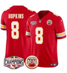 Men Kansas City Chiefs 8 DeAndre Hopkins Red F U S E  2024 AFC West Division Champions Vapor Limited Stitched Football Jersey